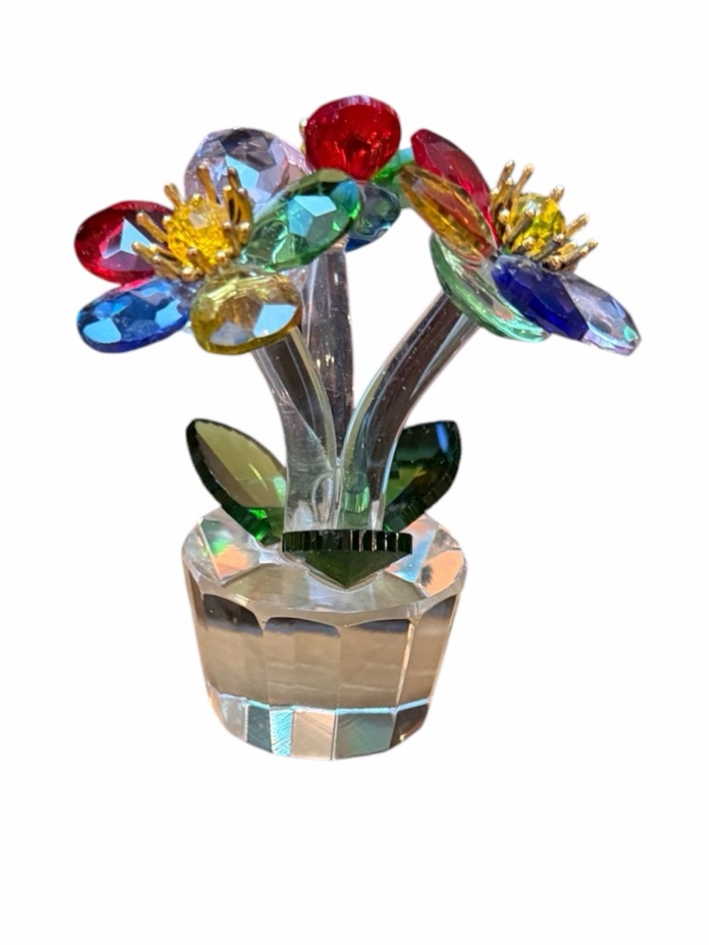 Crystal Multicolor Flower Figurine ~3” Tall New
